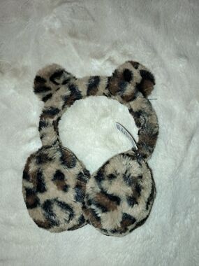 Leopard Print Faux Fur Ear Muffs For Kids